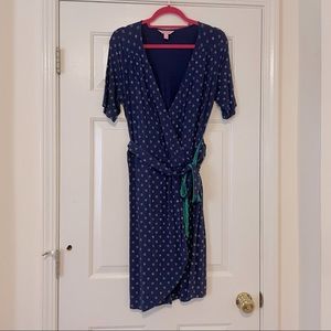 Lilly Pulitzer Arina Wrap Dress in Navy Button Print Size L